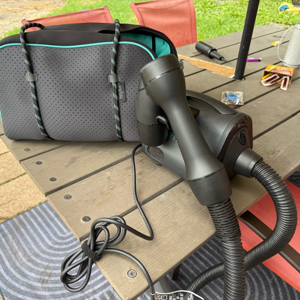 Black and Teal Hair Dryer with Bag